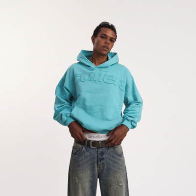 Teal Raw Hoodie