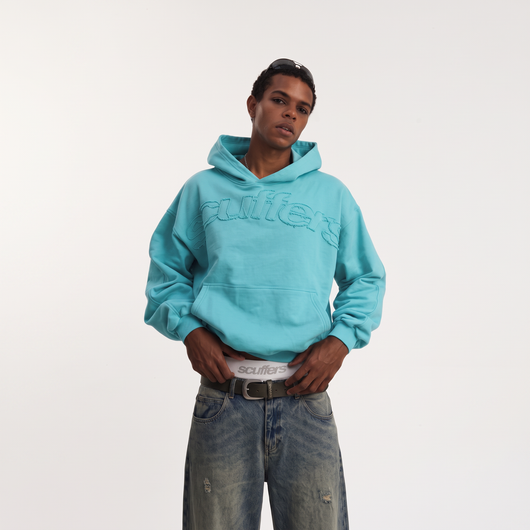 Teal Raw Hoodie